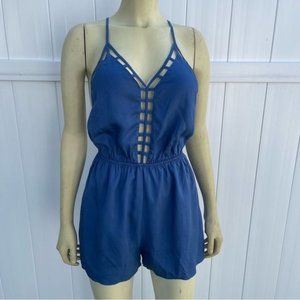 Blue Cutout Backless Romper Size XS by Sugar Lips Size XS